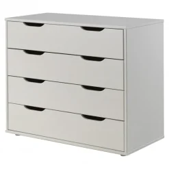 Kommode med 4 skuffer – Pino, hvid