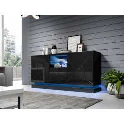 Kommode QIU 2D1K højglans Sort/højglans Sort