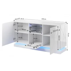 Kommode QIU 2D1K højglans Sort/højglans Sort