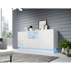 Kommode QIU 2D1K Hvid højglans/Hvid højglans