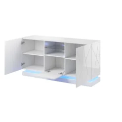 Kommode QIU 2D1K Hvid højglans/Hvid højglans