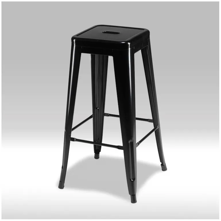 Korona barstol i sortmalet lakeret stål