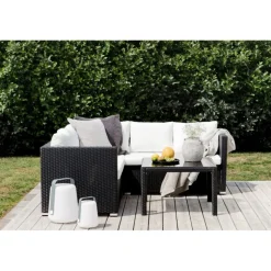 Kuba Have Hjørnesofa Sæt - Sort