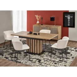 LAMELLO Spisebord med udtræk, håndværkseg / Sort