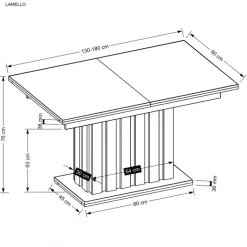 LAMELLO Spisebord med udtræk, håndværkseg / Sort