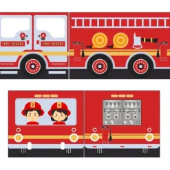 Legeforhæng til mellemhøj seng – Brandbil, rød, 100 % bomuld