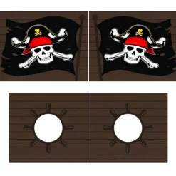 Legetæppe gardinsæt til halvhøj seng – Pirater, brun