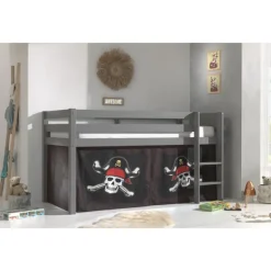 Legetæppe gardinsæt til halvhøj seng – Pirater, brun