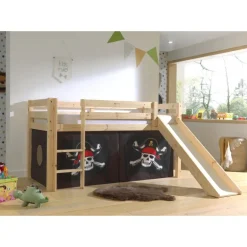 Legetæppe gardinsæt til halvhøj seng – Pirater, brun