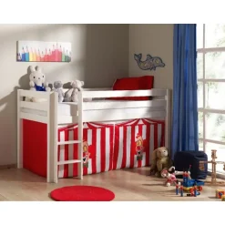 Legetæppe gardinsæt til halvhøj seng – Rød klovne-tema