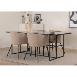 Leif t Spisebordssæt - Beige og Sort