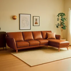 Liam Chaiselong sofa Cognac - Højrevendt