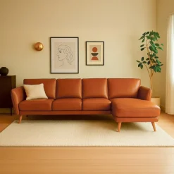 Liam Chaiselong sofa Cognac - Højrevendt