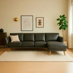 Liam Chaiselong sofa Sort læder- Højrevendt