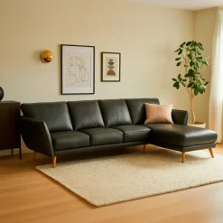 Liam Chaiselong sofa Sort læder- Højrevendt