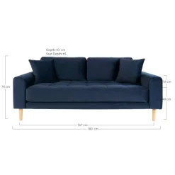 Lido 2,5 Personers Sofa - Sofa i mørkeblåt velour