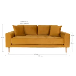Lido 2,5 Personers Sofa - Sofa i sennepsgult velour