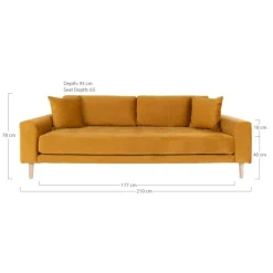 Lido 3 Personers Sofa i sennepsgult velour