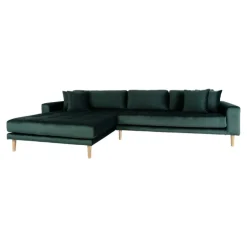 Lido - Venstrevendt Chaiselongsofa - Mørkegrøn velour