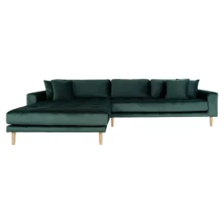 Lido - Venstrevendt Chaiselongsofa - Mørkegrøn velour
