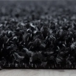 Life Rund Shaggy tæppe Ensfarvet - Antracit