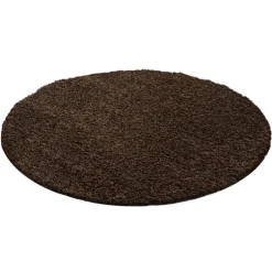 Life Rund Shaggy tæppe Ensfarvet - Brun