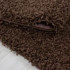Life Rund Shaggy tæppe Ensfarvet - Brun