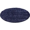 Life Rund Shaggy tæppe Ensfarvet - Blå