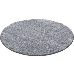 Life Rund Shaggy tæppe Ensfarvet - Lysegrå
