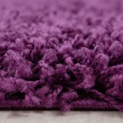 Life Rund Shaggy tæppe Ensfarvet - Lilla