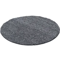 Life Rund Shaggy tæppe Ensfarvet - Grå