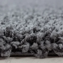 Life Rund Shaggy tæppe Ensfarvet - Grå
