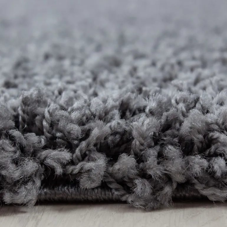 Life Rund Shaggy tæppe Ensfarvet - Grå