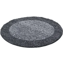 Life Rund Shaggy tæppe Ramme - Grå