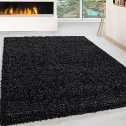 Life Shaggy tæppe Ensfarvet - Antracit