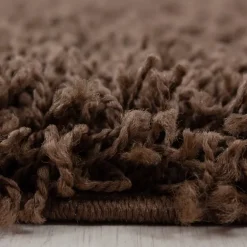 Life Shaggy tæppe Ensfarvet - Brun