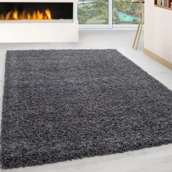 Life Shaggy tæppe Ensfarvet - Grå
