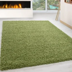 Life Shaggy tæppe Ensfarvet - Grøn