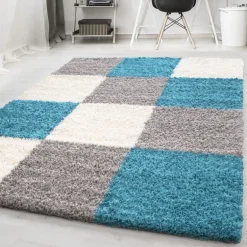 Life Shaggy tæppe Ternet - Turkis