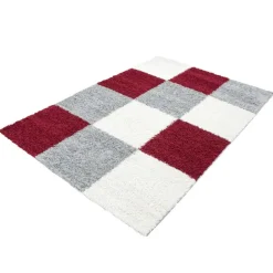 Life Shaggy tæppe Ternet - Rød