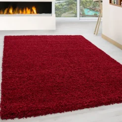 Life Shaggy Tæppeløber Ensfarvet - Rød