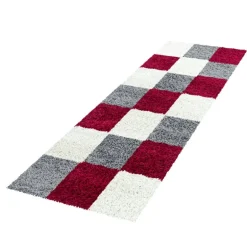 Life Shaggy Tæppeløber Ternet - Rød