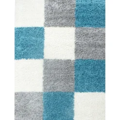 Life Shaggy Tæppeløber Ternet - Turkis