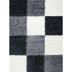 Life Shaggy Tæppeløber Ternet - Sort