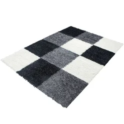 Life Shaggy Tæppeløber Ternet - Sort