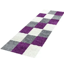 Life Shaggy Tæppeløber Ternet - Lilla