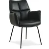 Lily Spisestuestol med armlæn - Sort læder