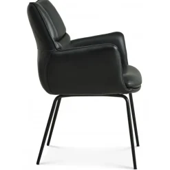 Lily Spisestuestol med armlæn - Sort læder