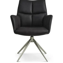 Lily Spisestuestol med Drejefunktion med armlæn - Krom stel - Micro læder