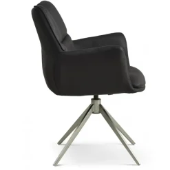 Lily Spisestuestol med Drejefunktion med armlæn - Krom stel - Micro læder